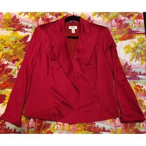 VINTAGE Talbots Women'S Pure Silk Red Blazer Jacket Size 10
